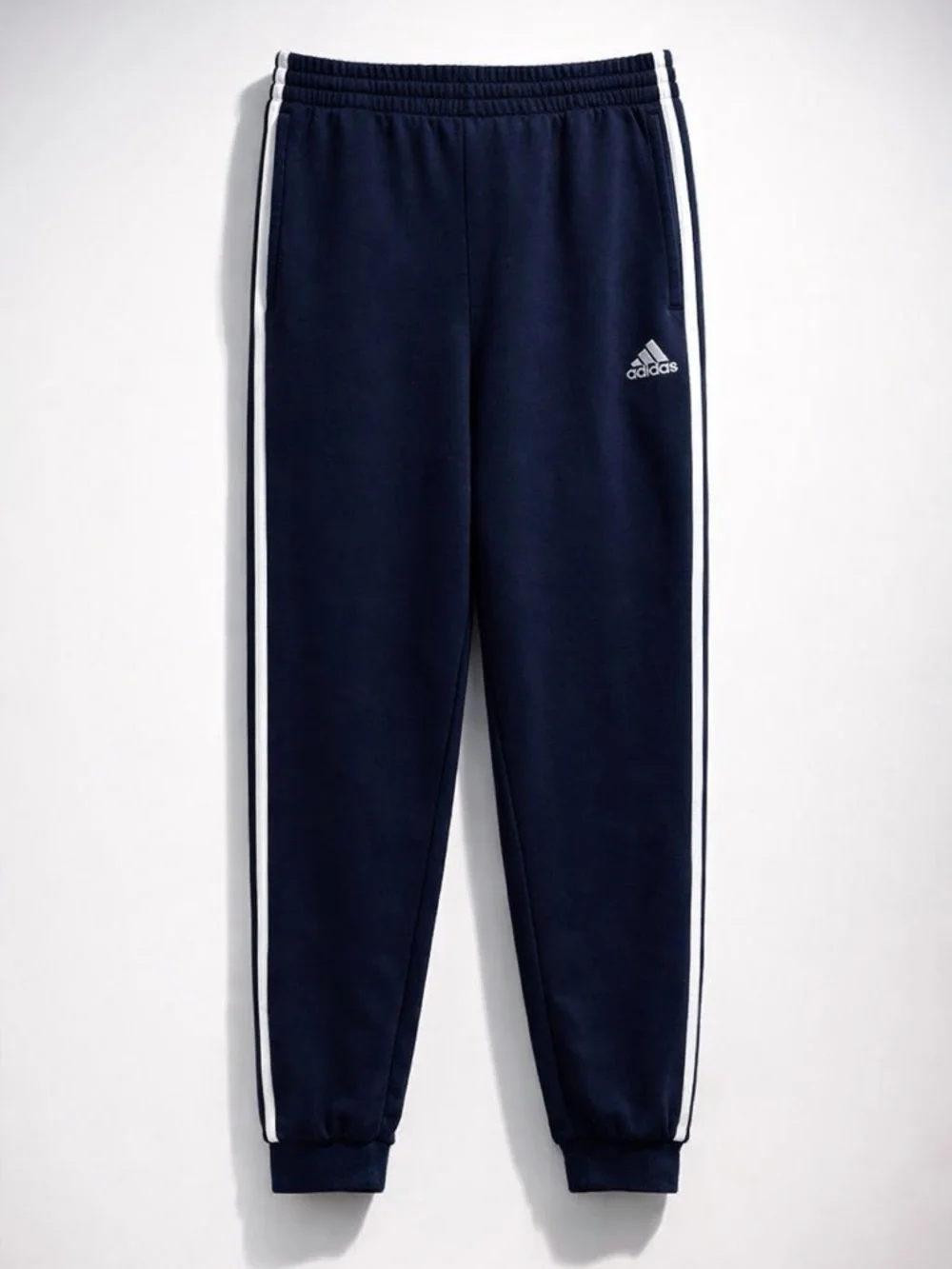 adidas Navy Sweat Joggers with White Side Stripes - Picture 1 of 5